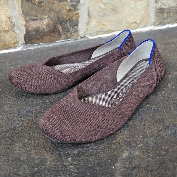 Rothys 7.5 Truffle Python Flats Shoes Retired - Picture 4 of 11